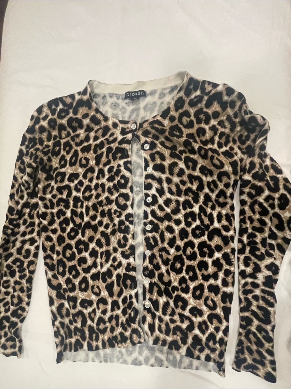 George brand Leopard Print Button-Up Cardigan in Brown and Black